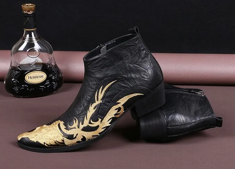 Роскошные вышивки мужчин обувь из натуральной кожи бизнес повседневная обувь мода свадьбу пинетки острым носом на высоком каблуке мартин загрузки