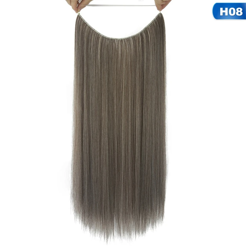 60 см длинные волнистые невидимые волосы для наращивания без зажима рыбий линии синтетический парик как натуральные волосы - Цвет: 0150H08