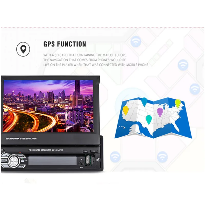 Универсальный 9601G gps 7 дюймов TFT ЖК дисплей Экран 1080 P Автомобильный мультимедийный