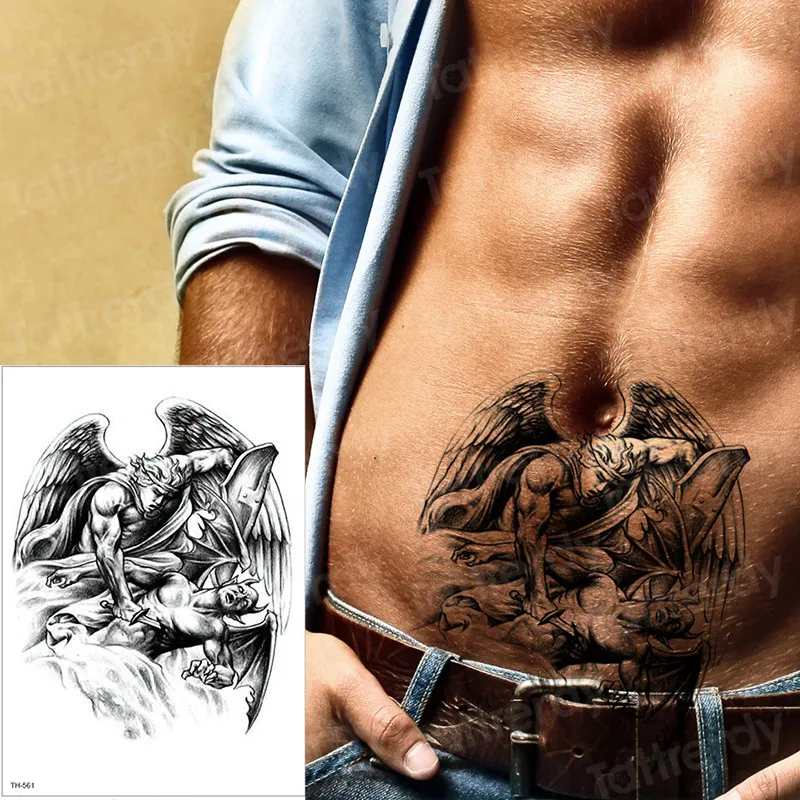 17 Nouveaux Tatouages Temporaires Ange Defaites Du Diable Tuer Dessins Brassard Tatouages Femmes Hommes Faux Tatouage Couleur De L Eau Tatoo Bras Corps Aliexpress