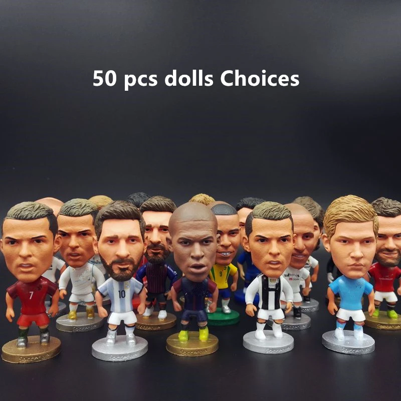 

50pcs Soccerwe 6.5 cm Height PVC Football Cartoon League Star Doll Neuer Gerrard Zlantan Mbappe Robben Reus Figurine for Toy