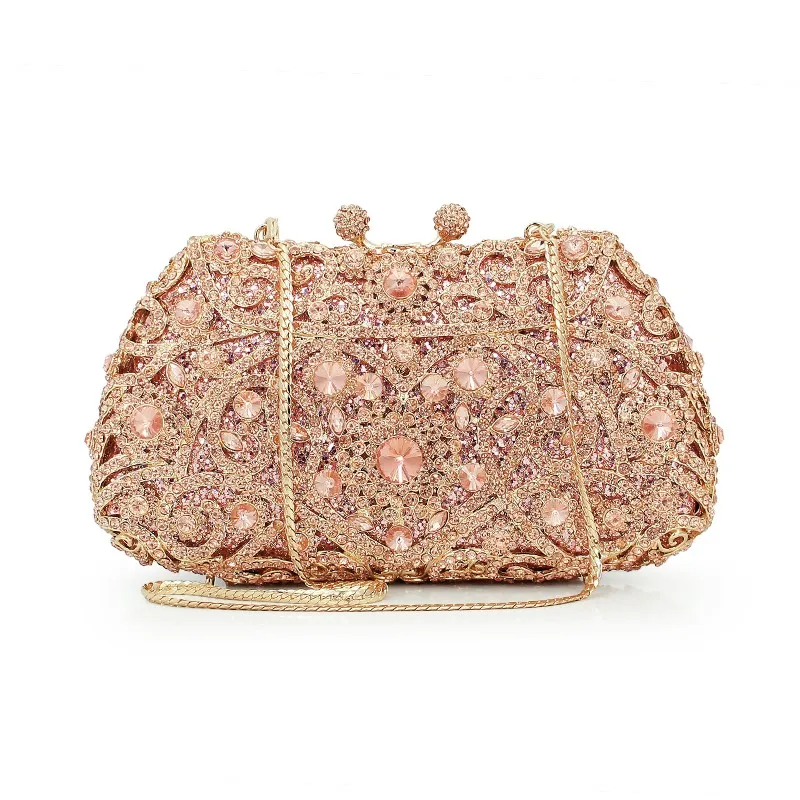 crystal purse with chain flower hard clutch evening bag clutch bag (8651A-C)