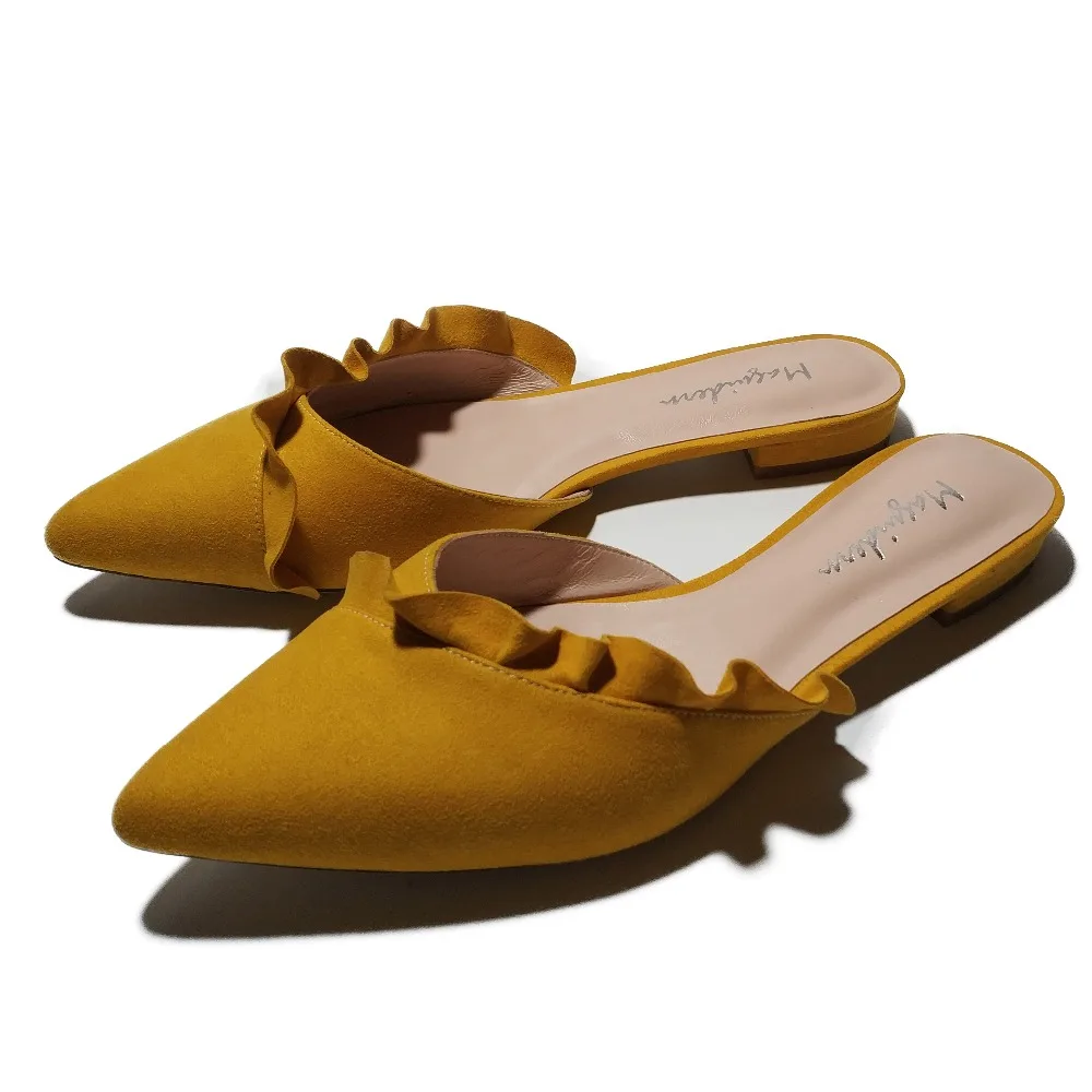 Maguidern Ruffle Trimmed Slides Backless Slippers_1