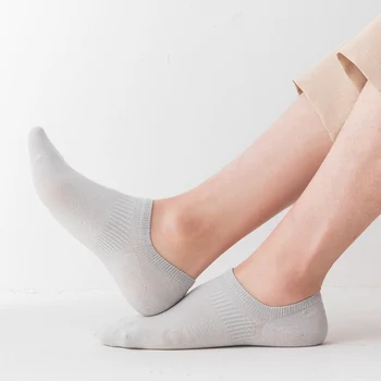 

100%Cotton Soft Socks Men Ankle Thin Short Crew White Black Male Socks Silicone Silica Gel Antiskid Summer Student socks 5Pairs