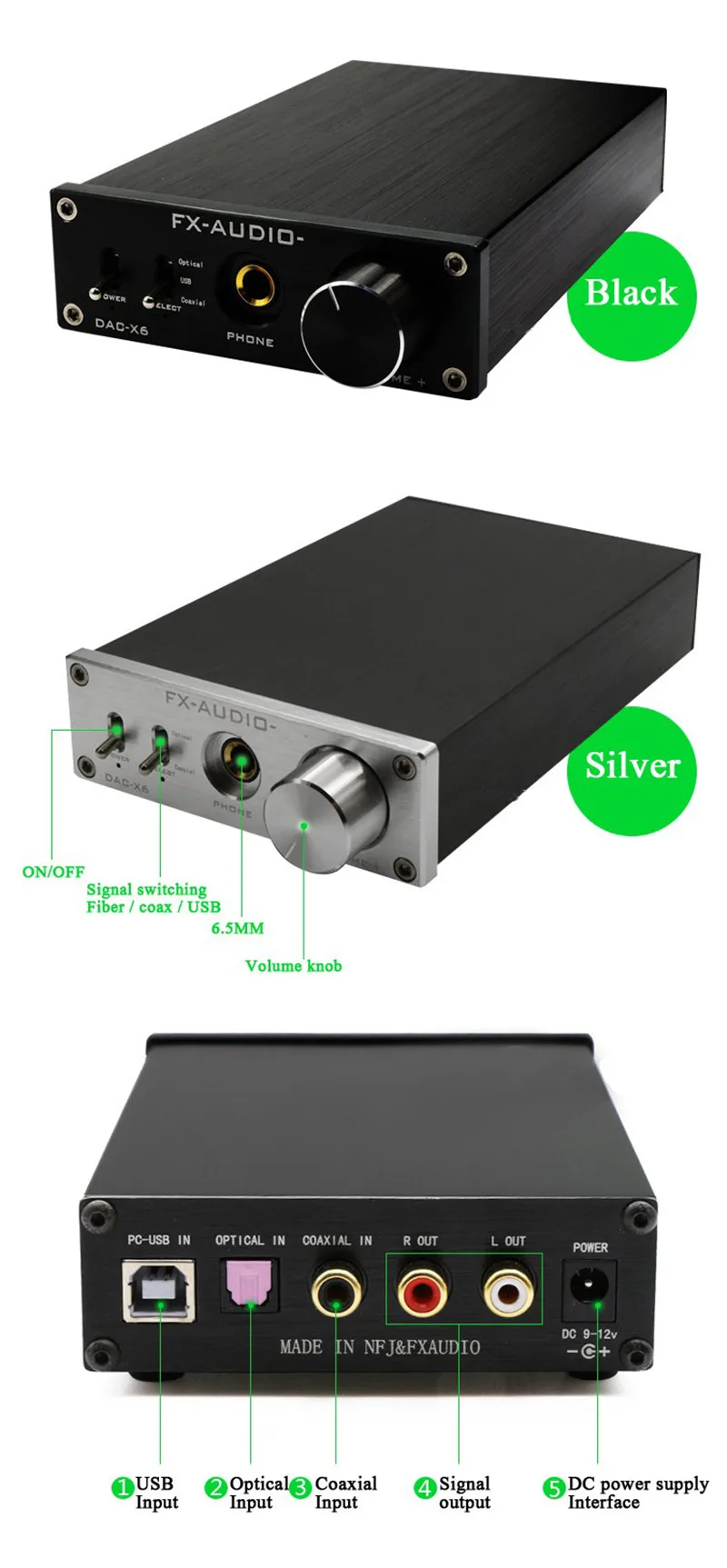 FX-Audio DAC X6 профессиональный усилитель для наушников USB коаксиальный Оптический DAC HiFi аудио декодер цифровой усилитель 16 бит/192 кГц