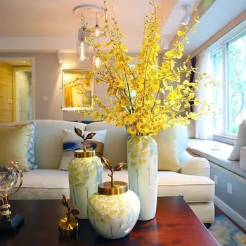 

Chinese style ceramic creative parlor flowers vase home decor crafts room decoration wedding vase porcelain Decorative cans gift