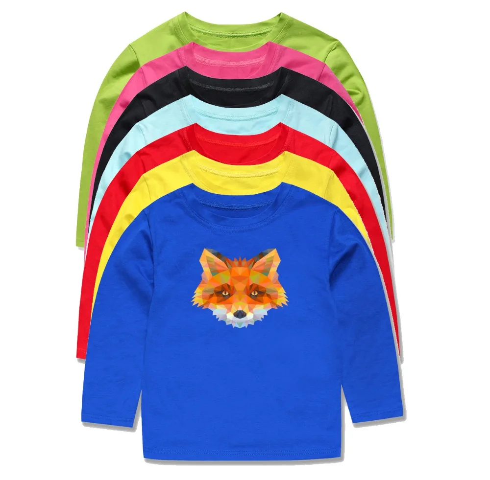 

New Cotton Spring Autumn Long Sleeve Wolf Animal Print T Shirts Girls Tops for 1-14Years Boys T-shirt Children Clothes