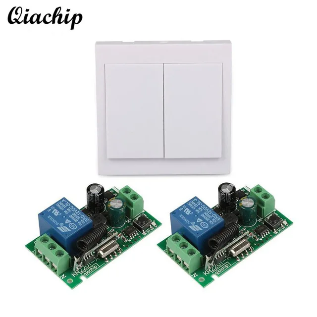 

QIACHIP 433Mhz 86 Wall Panel RF Transmitter Remote Control and 433 Mhz RF Relay Wireless AC 110V 220V 1 CH Remote Control Switch