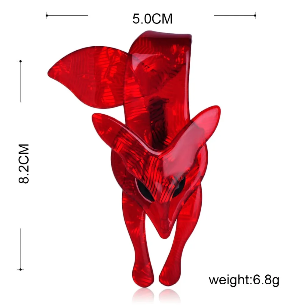 Funmor Red Acrylic Fox Women Brooches Backpack Shirt Decoration Handmade Acetate Fiber Animal Pin Environmental Brooch Corsage