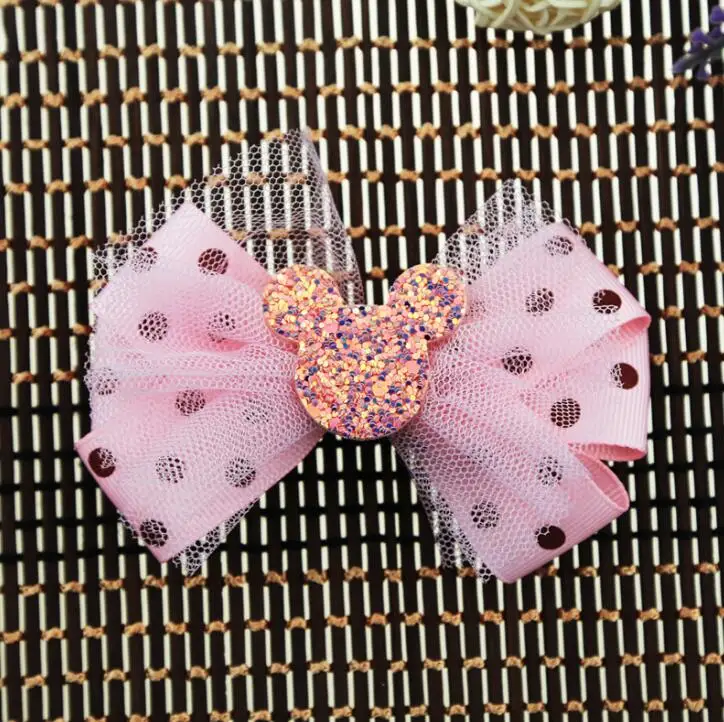 bling polka dot organze hair clip5