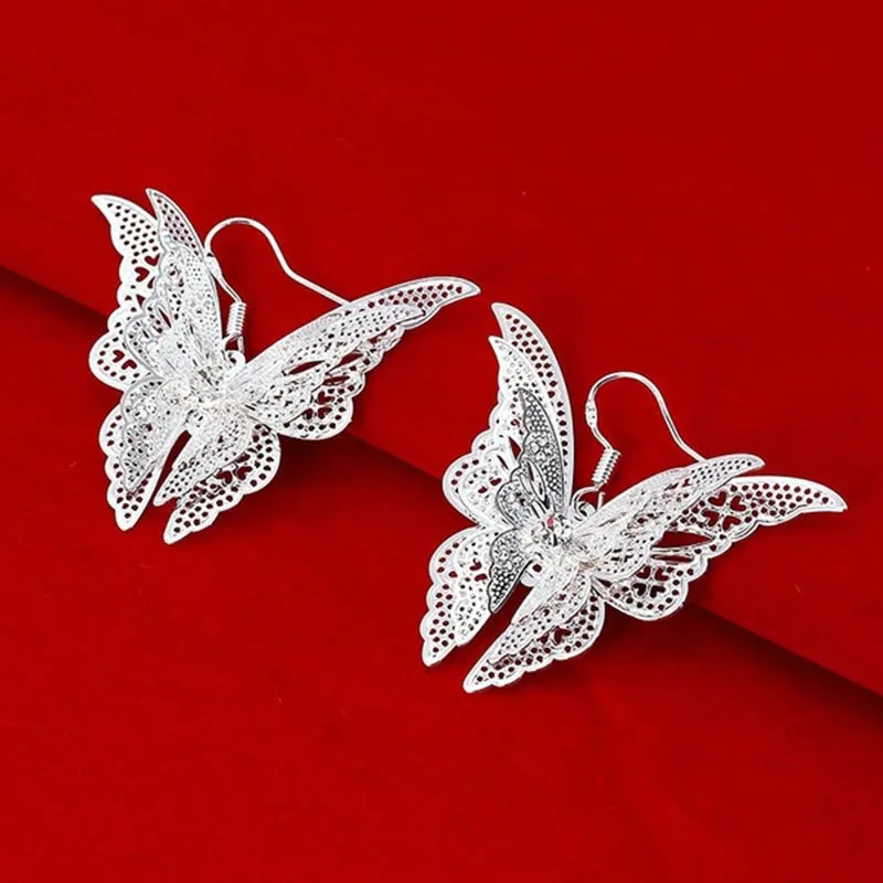

KUNIU Vintage Style Stud Beautiful Earrings Butterfly Earrings for Women Exaggerated Ear Silver Earrings Nice Ladies Earring