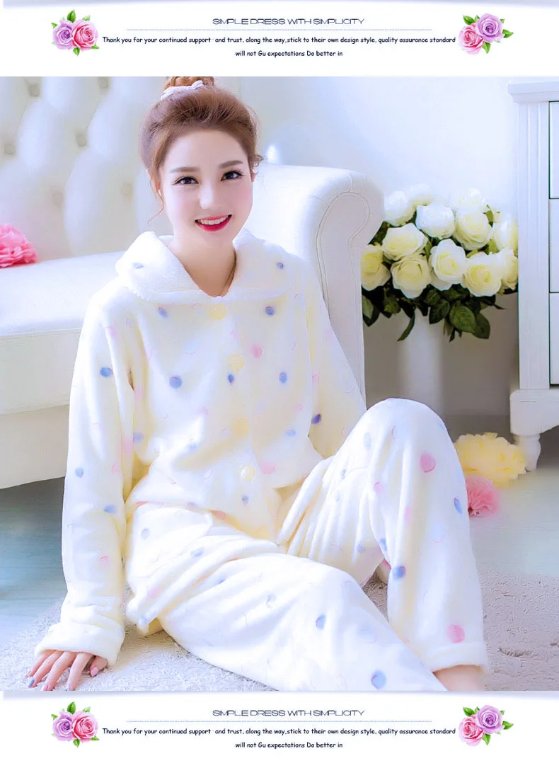 Женская Фланелевая пижама, женская зимняя теплая Коралловая флисовая Пижама, женская ночная одежда с длинным рукавом, Женская домашняя одежда для отдыха, D-2101