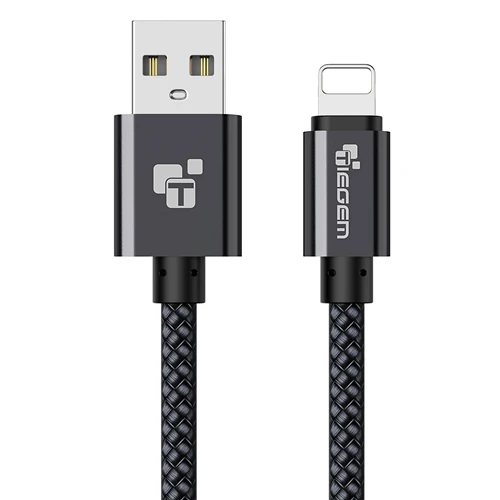 USB кабель TIEGEM для iPhone Xs Max X XR 2A, кабель для быстрой зарядки для iPhone 8, 7, 6 Plus, 5, 5S, SE, USB кабель для передачи данных, зарядный кабель для телефона - Цвет: Black