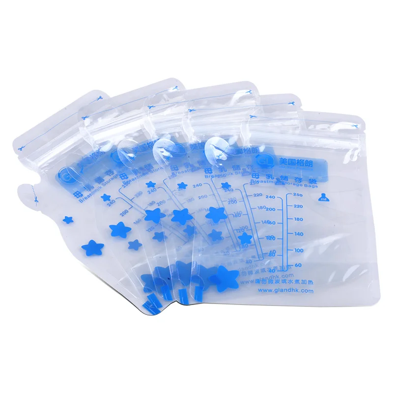 GL 40pcs 250ml Baby Breast Milk Storage Bags Milk Freezer Bags Baby Food Storage Baby Breastmilk Feeding Safe Breast Milk Bags 