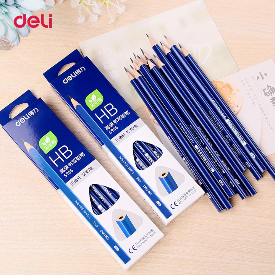 Lápis de Madeira Lápis para Estudante de Desenho Desenho e Escrita Deli 12 Pçs e lote Levar Lápis hb Madeira Suprimentos Stationery Office & School e Escrita 4 Lápis padrão
