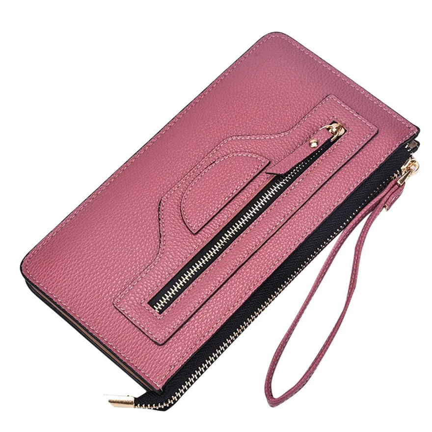 Портмоне, длинный женский модный кошелек, бумажник на молнии клатч кошелек для денег кредитница сумки - Цвет: Watermelon red