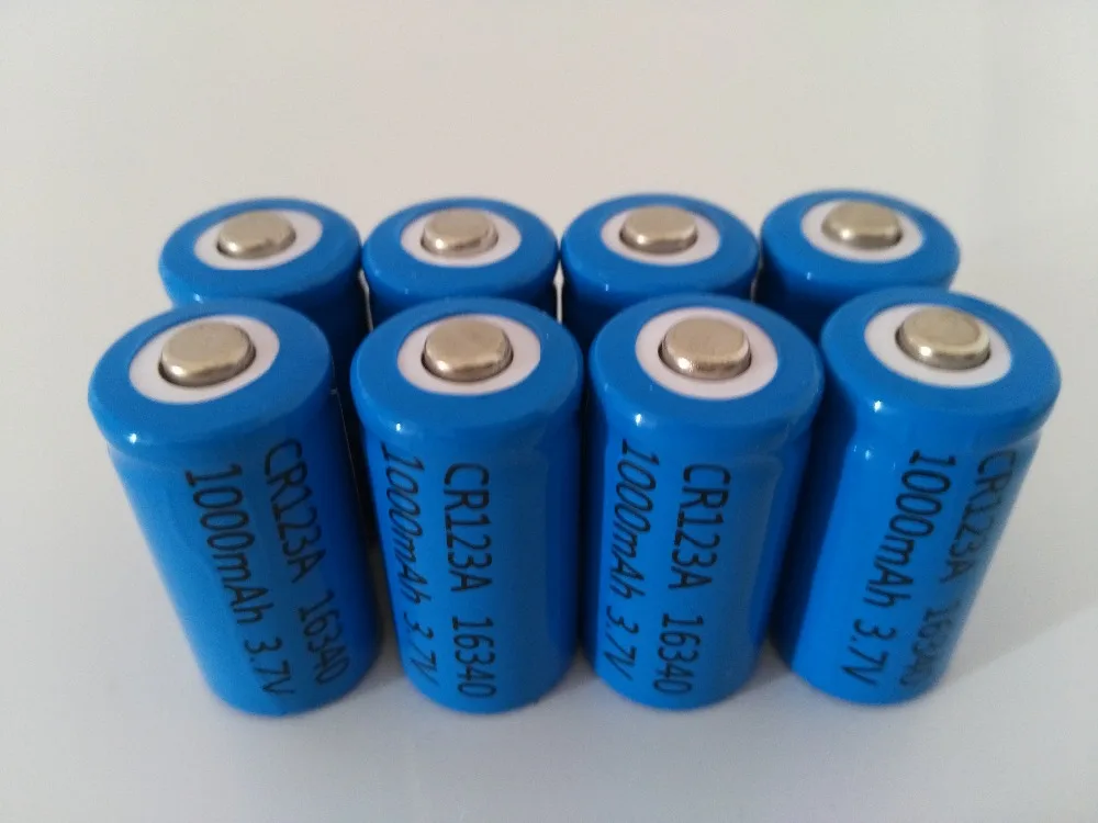 

8pcs/lot 3.7V 1000mAh Lithium Li-ion 16340 Battery CR123A Rechargeable Batteries 3.7V CR123 for Laser Pen LED Flashlight Cell