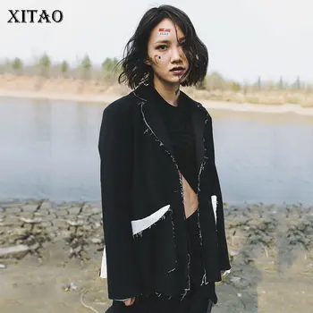 

XITAO Tassel Pot Vintage Blazer Women Korea Fashion Notched Collar Coat Single Breast Patchwork Pocket 2019 Wild Joker ZLL4107