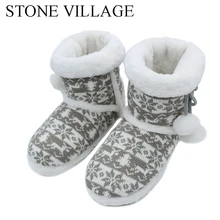 2017 New Knit Wool Soft  Warm Winter Plush Slippers Soft Mute Home Slippers Cute Ball Women Slippers High Quality Indoor Shoes