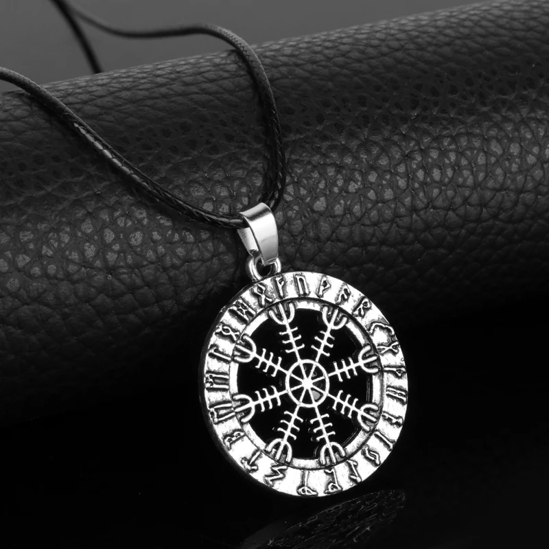 

dongsheng Fashion Viking Runes Vegvisir hollow Compass Pendant Necklace Viking Odin's Symbol of Norse Necklace for Women Men-30