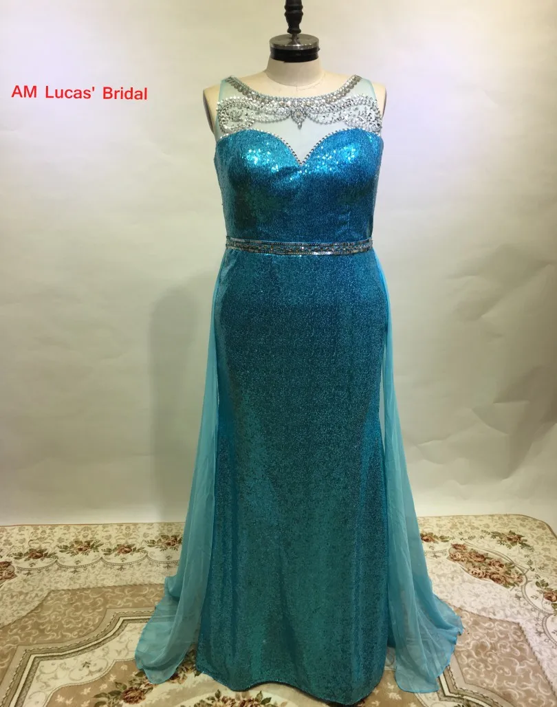 Sexy Mermaid Evening Dresses Illusions Plus Size Beaded Crystals ...