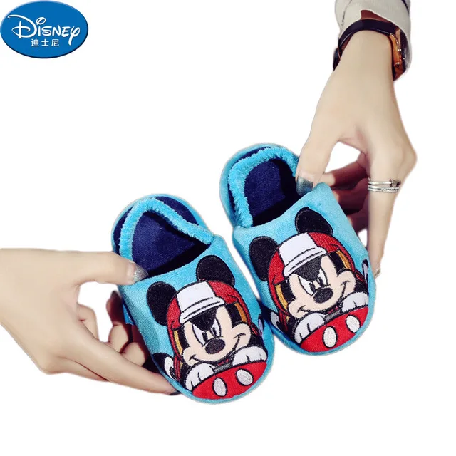 

Disney Baby Slippers Winter Kids Home Indoor Shoes Cotton Fabric Shoes Children Mickey cartoon animation Slippers Anti-slippery