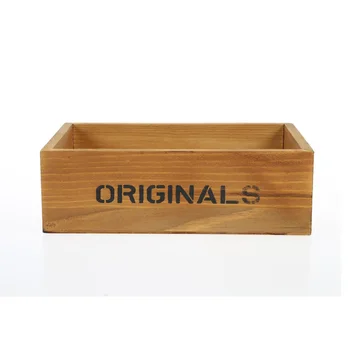 

2PCS Crates Flower Pot MakeUp Wooden Organizer Box Vintage Wooden Boxes Kitchen Trinket Desktop Storage Case