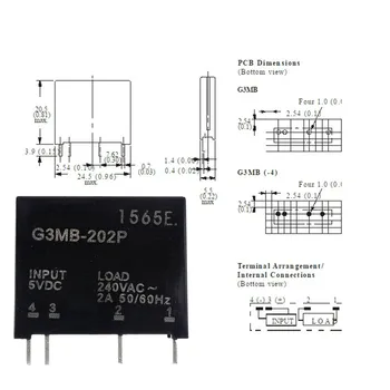

Smart Electronics New Original Solid State Relay G3MB-202P DC-AC PCB SSR In 5VDC,Out 240V AC 2A