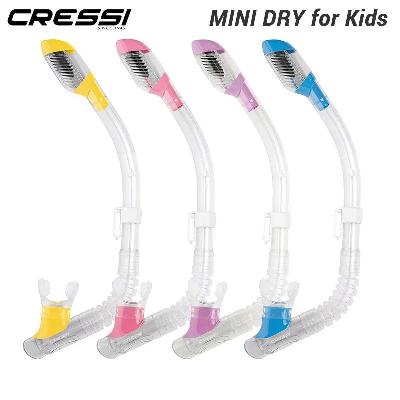 Cressi Minidry - Snorkel Dry Per Bambini E Ragazzi, Con Valvola Antiacqua E Design Ergonomico