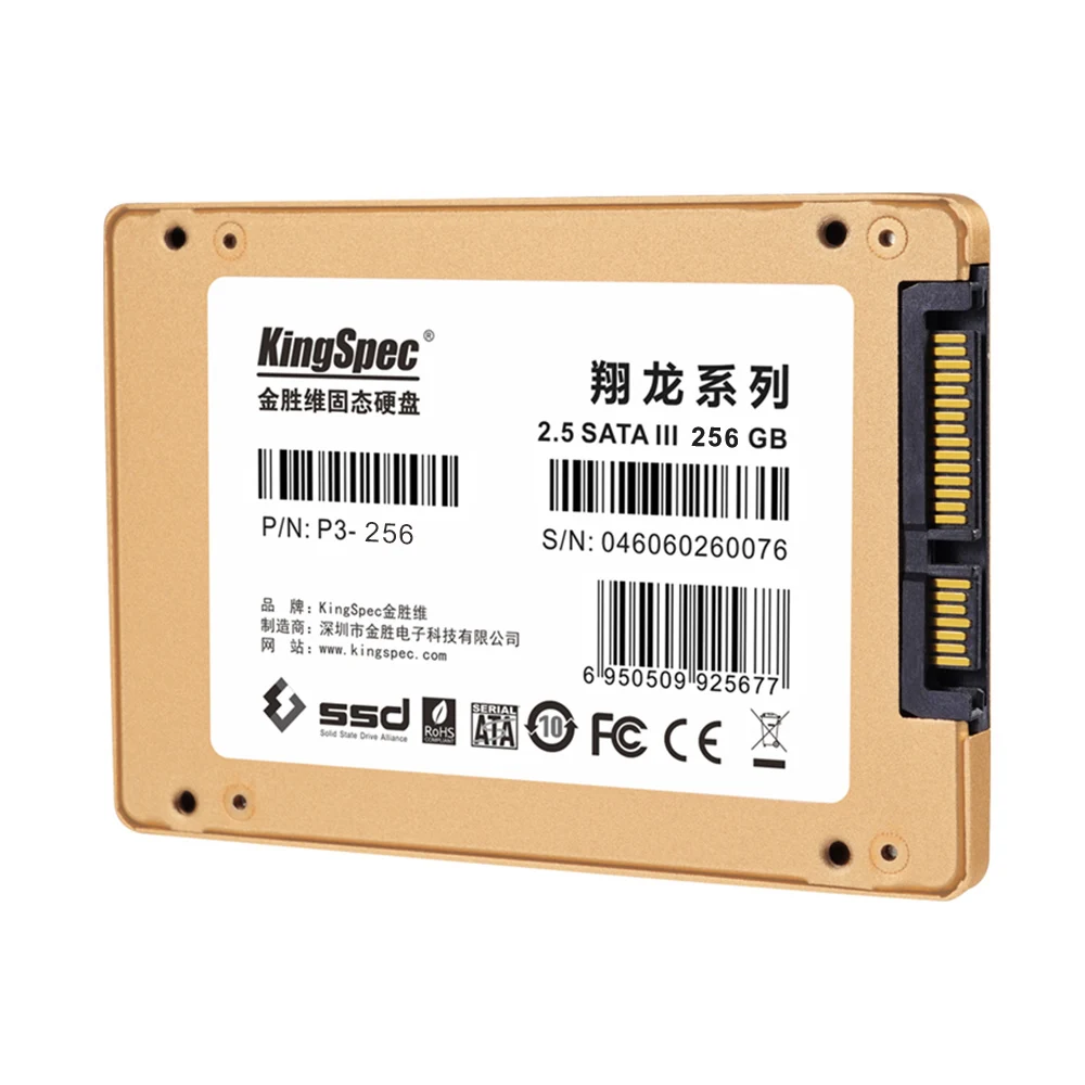 KingSpec P3-256 SATA III 3,0 2," 2,5 дюймов 256 Гб 3D MLC цифровой SSD твердотельный накопитель кэш 256 М для компьютера, ПК, ноутбука, рабочего стола