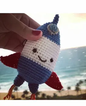 

crochet Rocket ship baby crochet rattle toy Baby rattle gift