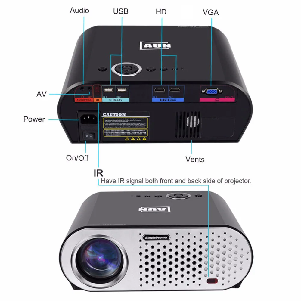 AUN Projector 3200 Lumen T90, 1280*768 (Optional Android Projector with 2.4G Air Mouse, Bluetooth WIFI, Support AC3) LED TV AUN Projector 3200 Lumen T90, 1280*768 (Optional Android Projector with 2.4G Air Mouse, Bluetooth WIFI, Support AC3) LED TV