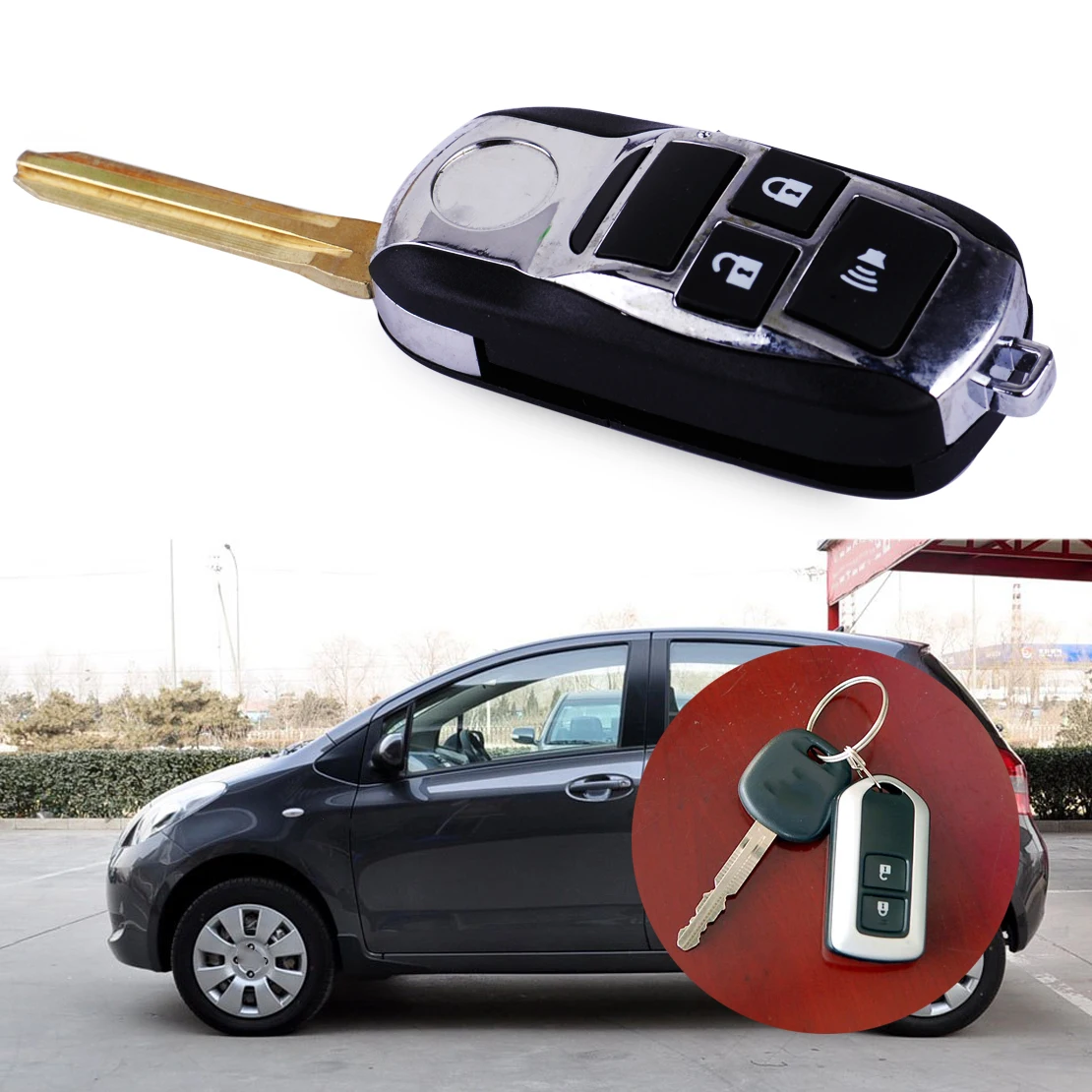 

CITALL 3 Buttons Car Remote Flip Folding Key Fob Case Shell Fit For Toyota 4Runner Matrix RAV4 Venza Yaris Scion tC xB
