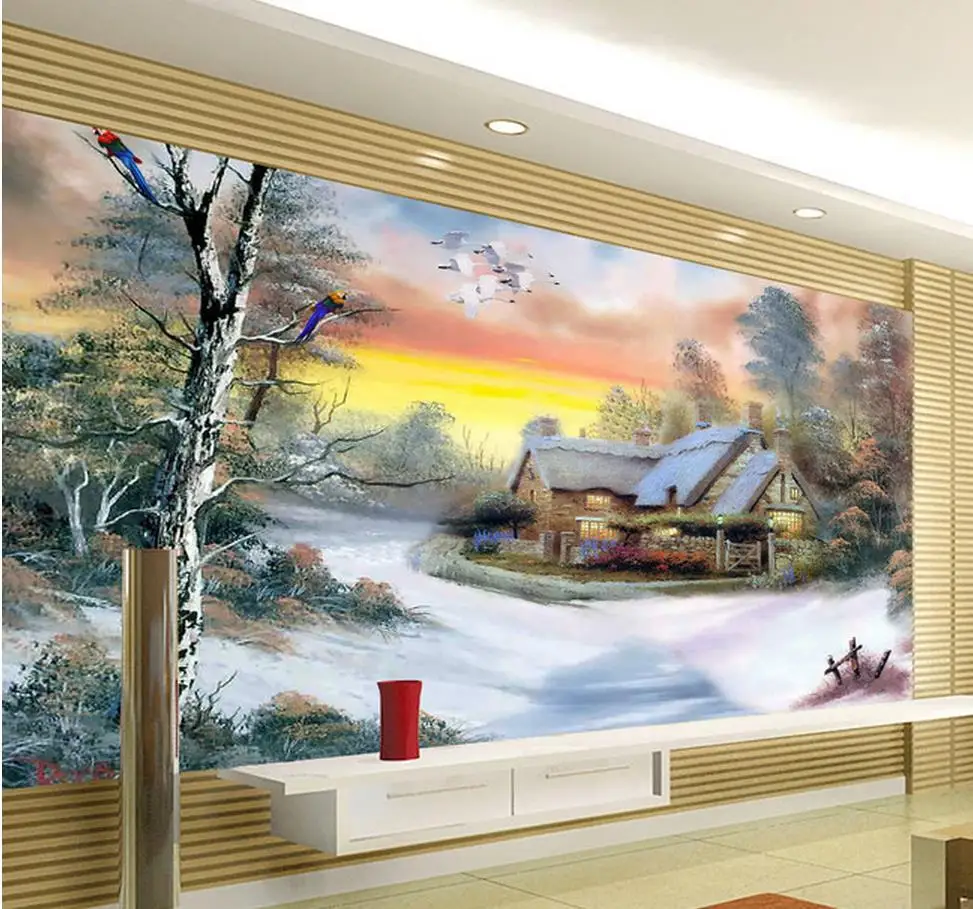 Custom Wallpaper Papel De Parede HD 3d Snow Landscape Painting 3d Custom Wallpaper Papel De Parede HD 3d Snow Landscape Painting 3d