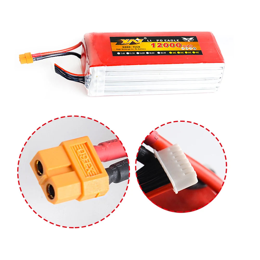 1 шт. 7 4 В 11 14 8 в 22 2 12000 мАч 25C Rc Lipo батарея XT60 T XT90 Разъем для Радиоуправляемый Дрон