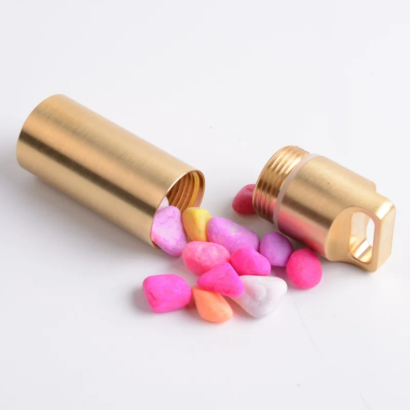 1 Set Waterproof Capsule Seal Bottle With Hanging Chain Outdoor EDC Survival Pill Box Container First Aid Emergency Pills Tank