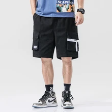 Men Japan Style Shorts Streetwear Summer Mens Korean Shorts Casual Hip Hop Male Big Pockets Knee Length Shorts Masculino