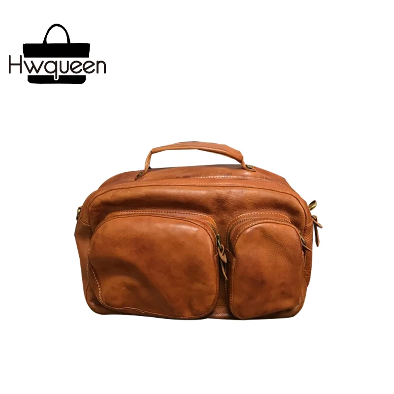 

Unisex Causal Designer Genuine Leather Black Brown Female Male Messenger Shoulder Bag Vintage Soft Cowskin Women Men's Handbag