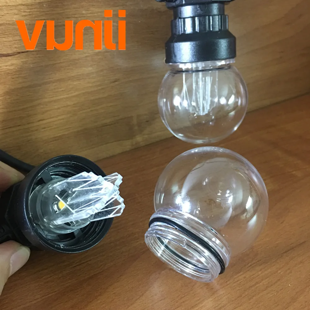 Novel! VUNJI 42ft G50 Festoon Led Globe Bulb Outdoor Waterproof Led Warm Ball String Garland Party Wedding Backyard Patio