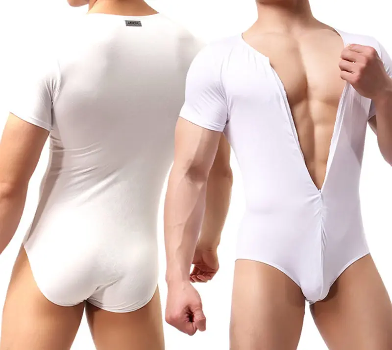 NEW Sexy Bodysuits Men Underwear Sexy Soft Teddies Zipper Design Gay Man Body Suit Wrestling t-shirts Dropshipping