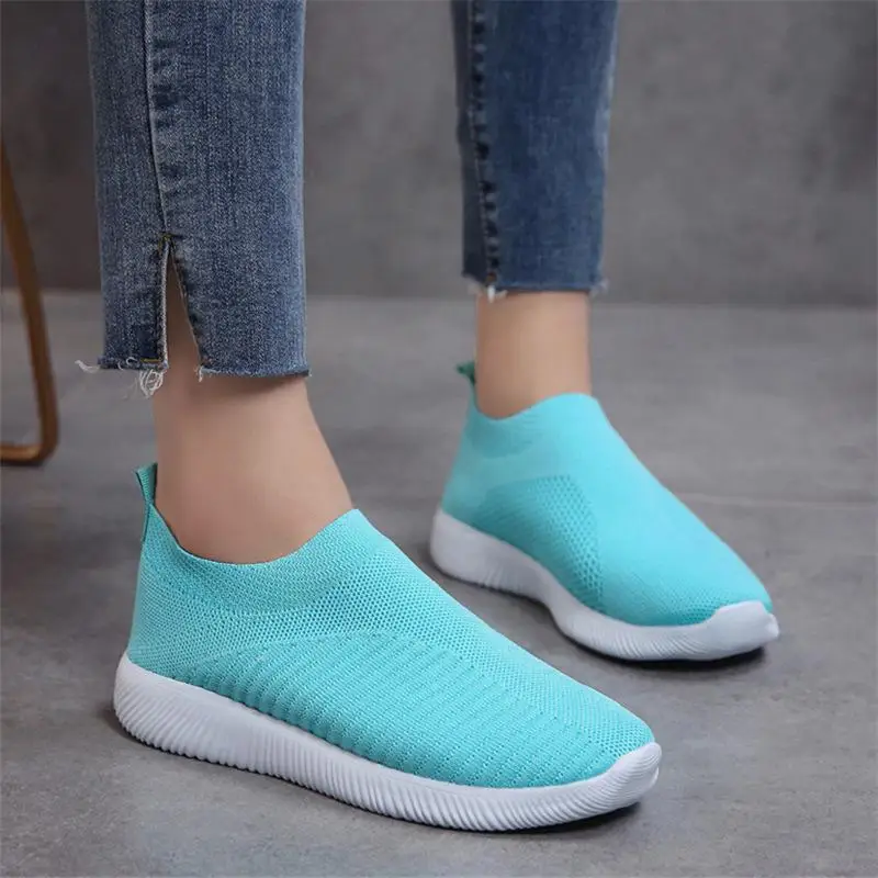 

Breathable Air Mesh Spring 2019 Flat Heels Sneakers Women Casual Slip on Stretch Knitted Sock Platform Shoes Woman Flats