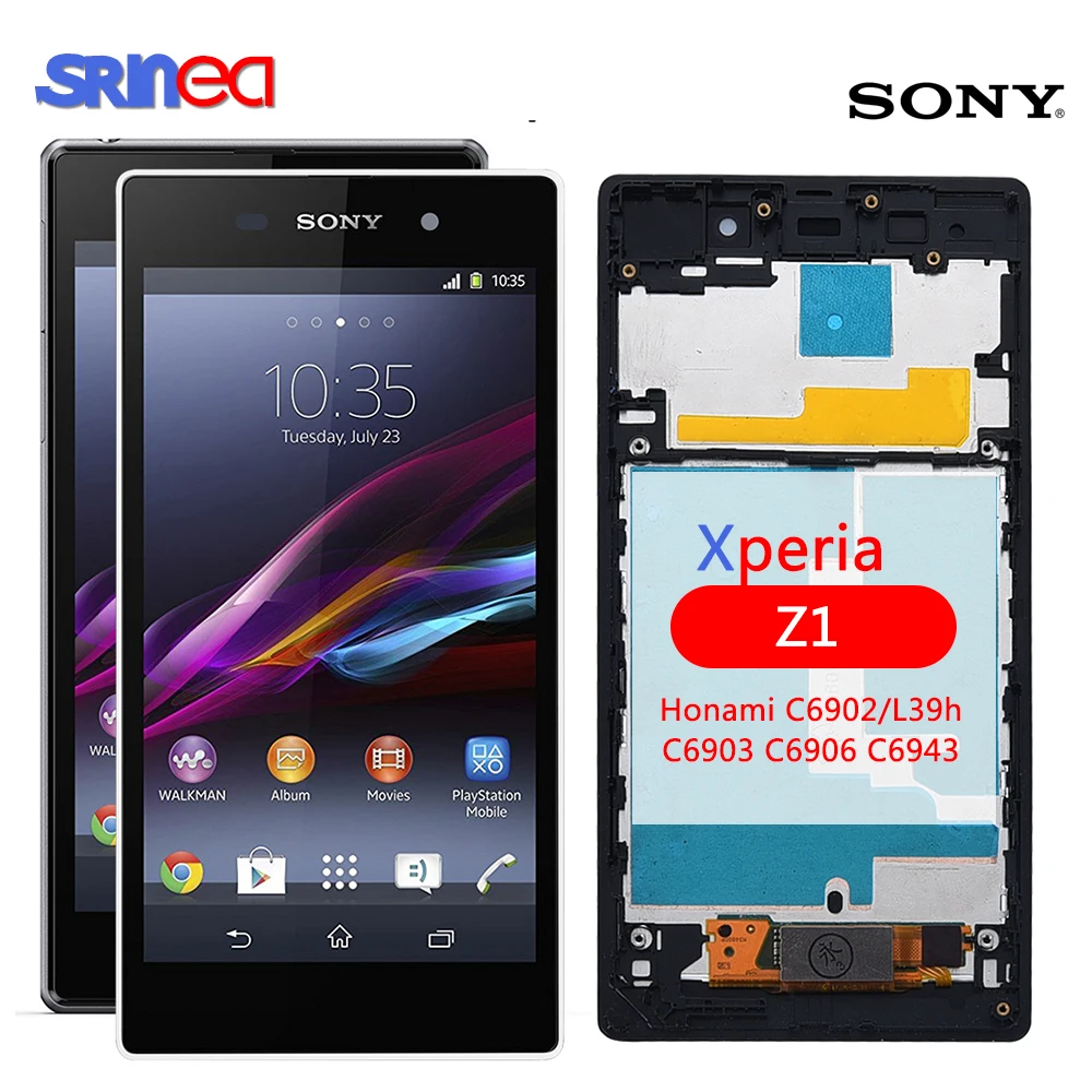 

LCD For Sony Xperia Z1 Screen Display L39 L39H C6902 C6903 LCD Touch Digitizer with Frame Assembly + Adhesive Black White