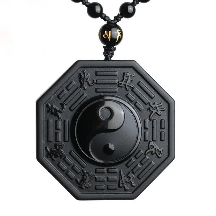 

Drop Shipping Black Obsidian Yin Yang Necklace Pendant Chinese BAGUA Men's Jewelry Women's Jewelry