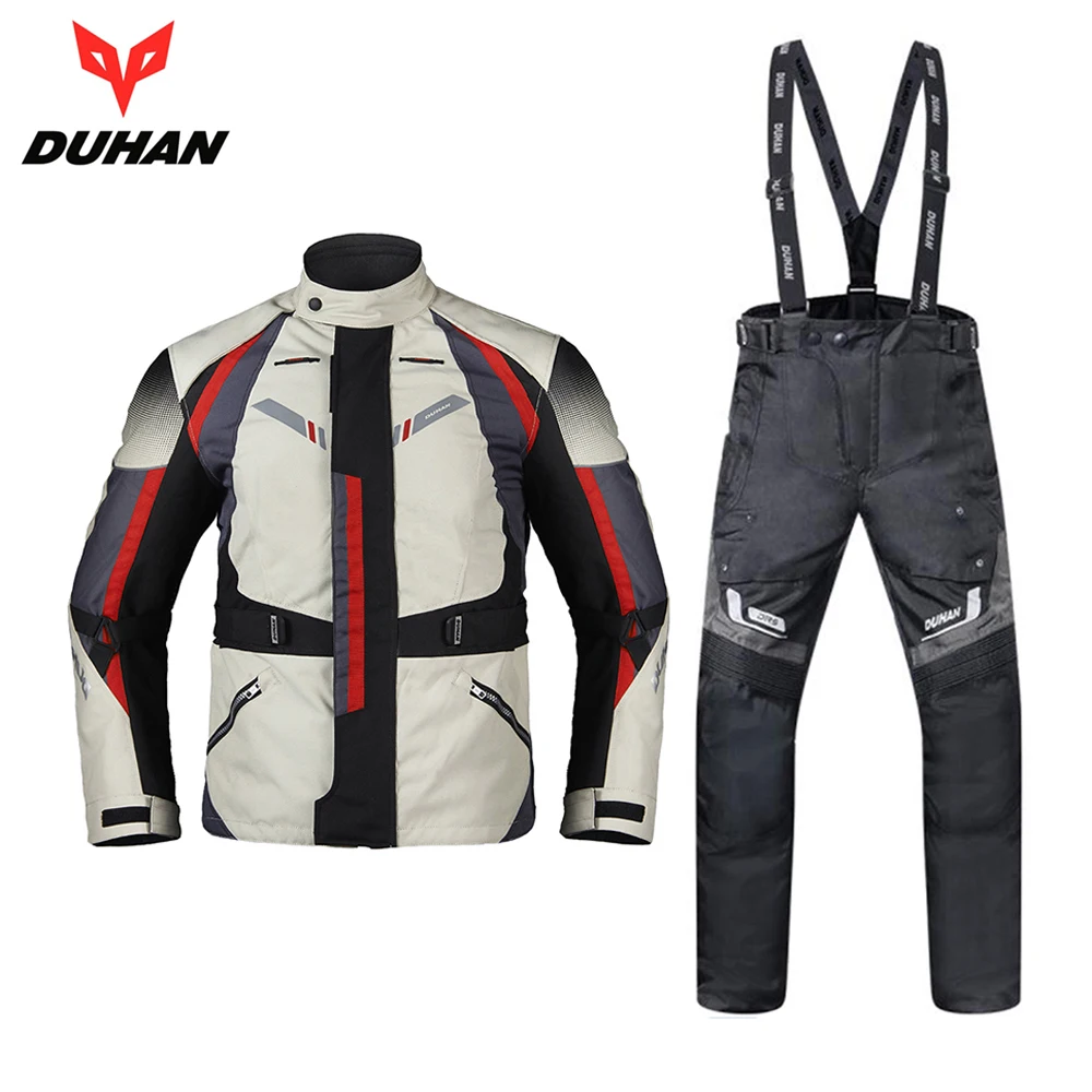 

DUHAN Men Motorcycle Jacket Moto Autumn Winter Touring Clothing Suit Waterproof Cold-proof Motorcycle Pants Set Protective Gear