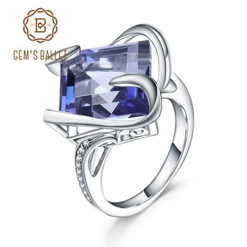 

Gem's Ballet 925 Sterling Silver Luxury Cocktail Ring Natural Iolite Blue Mystic Quartz Gemstone Rings For Woman Fine Jewelry