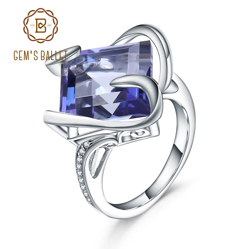 Gem's Ballet 925 Sterling Silver Luxury Cocktail Ring Natural Iolite Blue Mystic Quartz Gemstone Rings For Woman Fine Jewelry Gem's Ballet 925 Sterling Silver Luxury Cocktail Ring Natural Iolite Blue Mystic Quartz Gemstone Rings For Woman Fine Jewelry