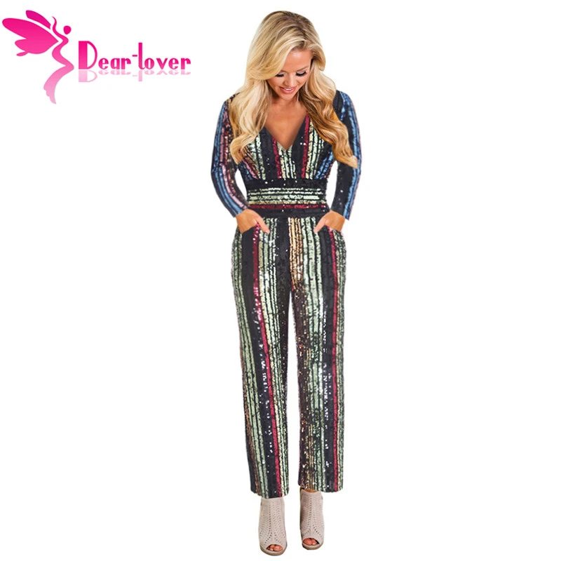 Pandapang Womens Long Sleeve Stretch Comfortable Sequins V Neck Bodysuit Jumpsuits Pandapang Womens Long Sleeve Stretch Comfortable Sequins V Neck Bodysuit Jumpsuits
