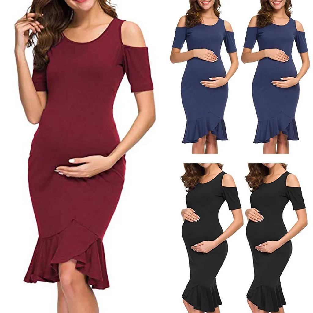 Vetement femme 2019 для женщин для беременных и матерей после родов платье одежда кормящих сплошной грудного вскармливания оборками короткий рукав