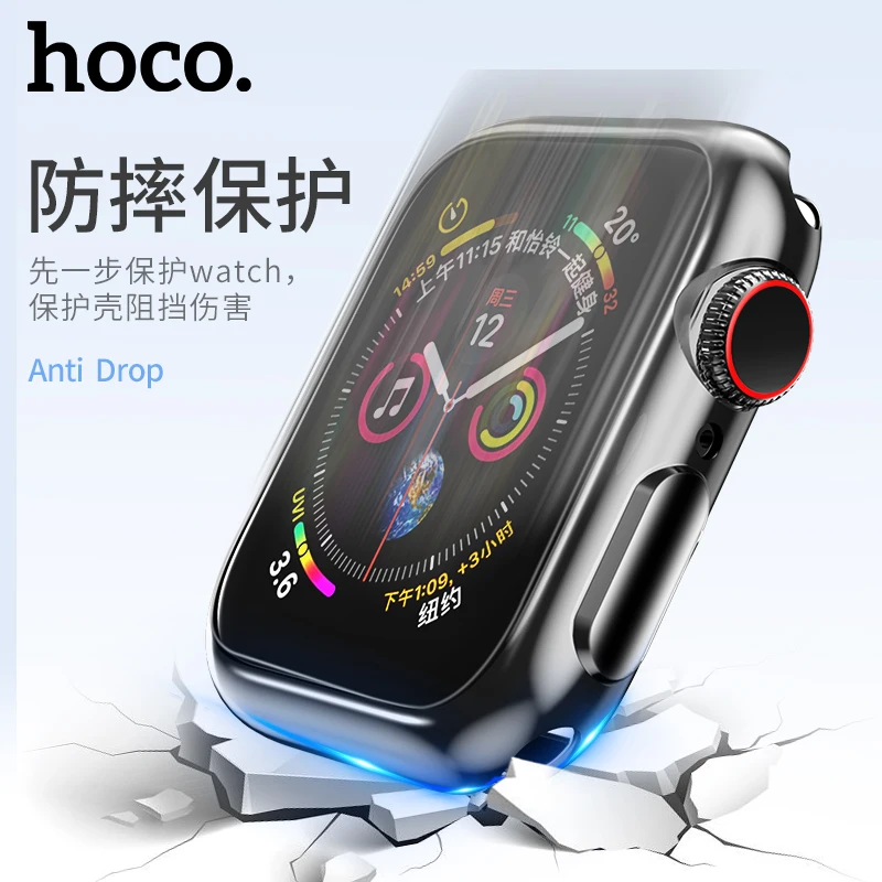 Оригинальный HOCO покрытие силиконовый чехол для Apple Watch Series 4 мягкий TPU часов iWatch 44