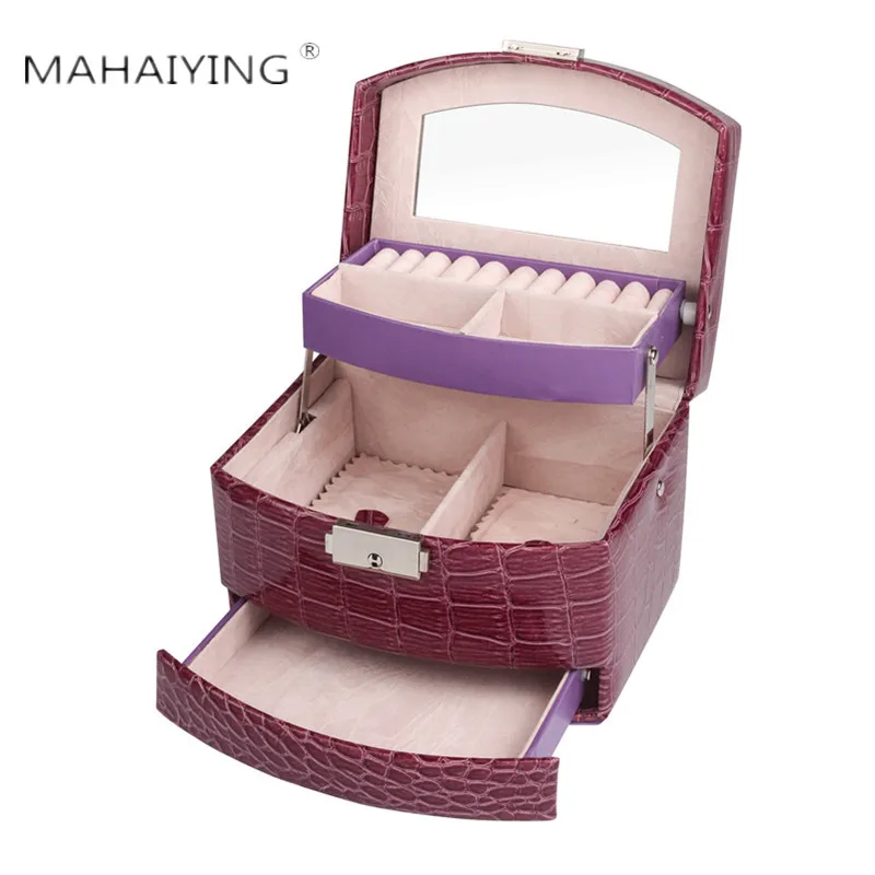

Jewelry Storage Box Spot Retro 2019 New Leather Jewelry Box Dressing Table Jewel Case With Lock Jewelry Box PU Jewelry Box